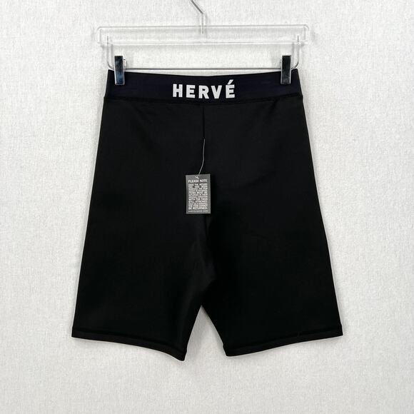 HERVE LEGER Logo Bike Shorts Womens Small Black White High Rise Stretch NWT - Picture 6 of 16